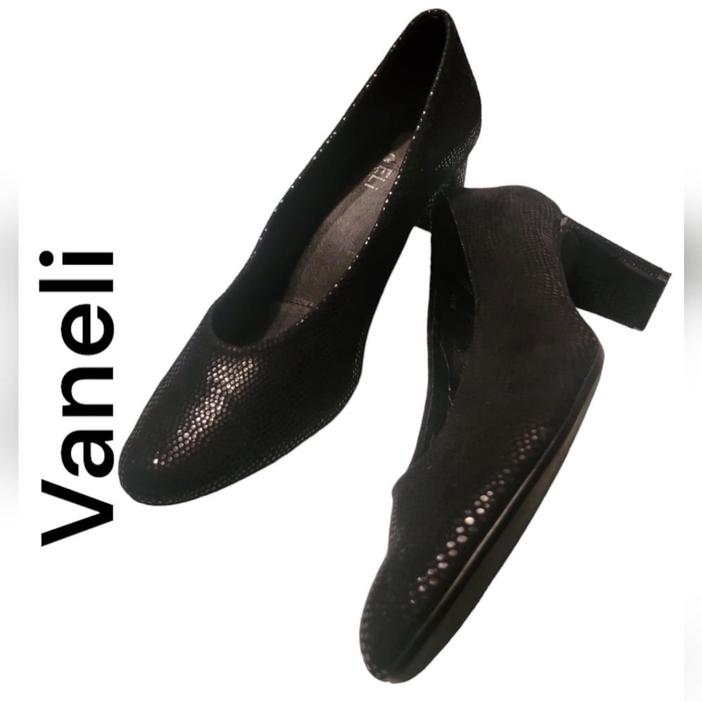 Vaneli Dayle Womens Black Hell Shoes Size 9.5M